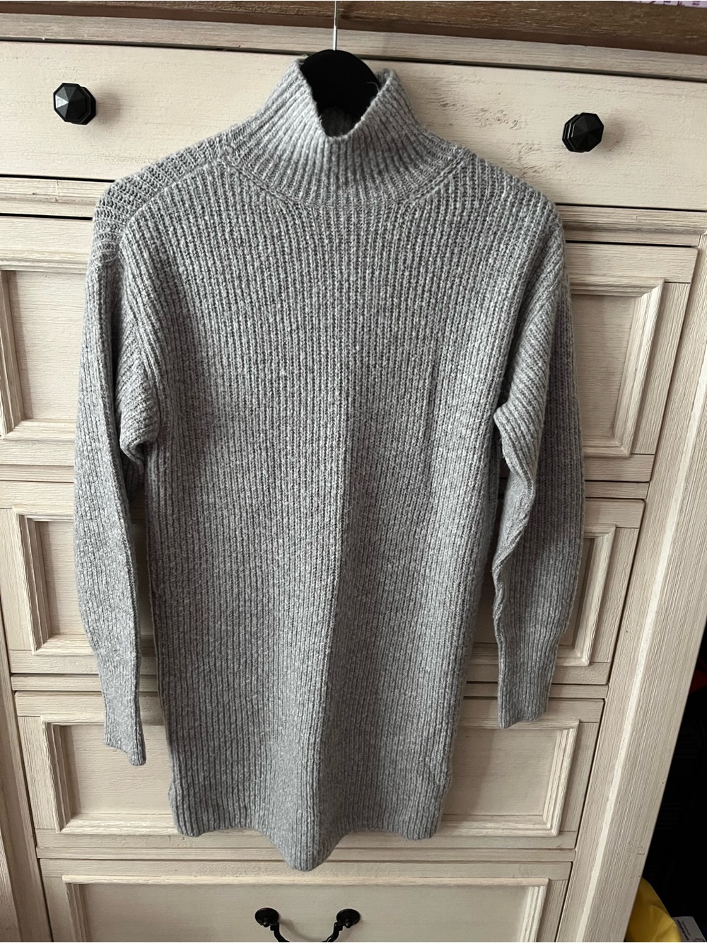 Garage Light Gray Ribbed Turtleneck Sweater Dress